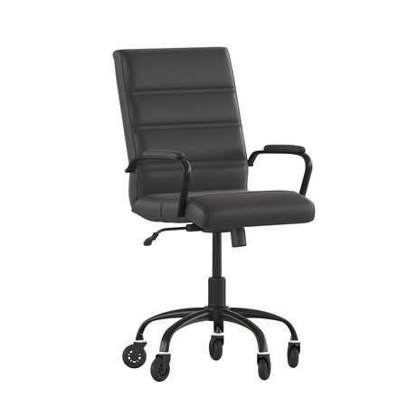 Flash Furniture Black LeatherSoft Roller Wheel Executive Chair GO-2286M-BK-BK-RLB-GG